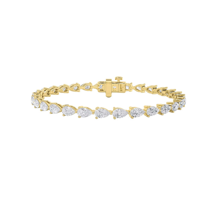 7Cttw Pear Shaped Lab Grown Diamond (F/VS) Fancy Line Bracelet in 14K Gold