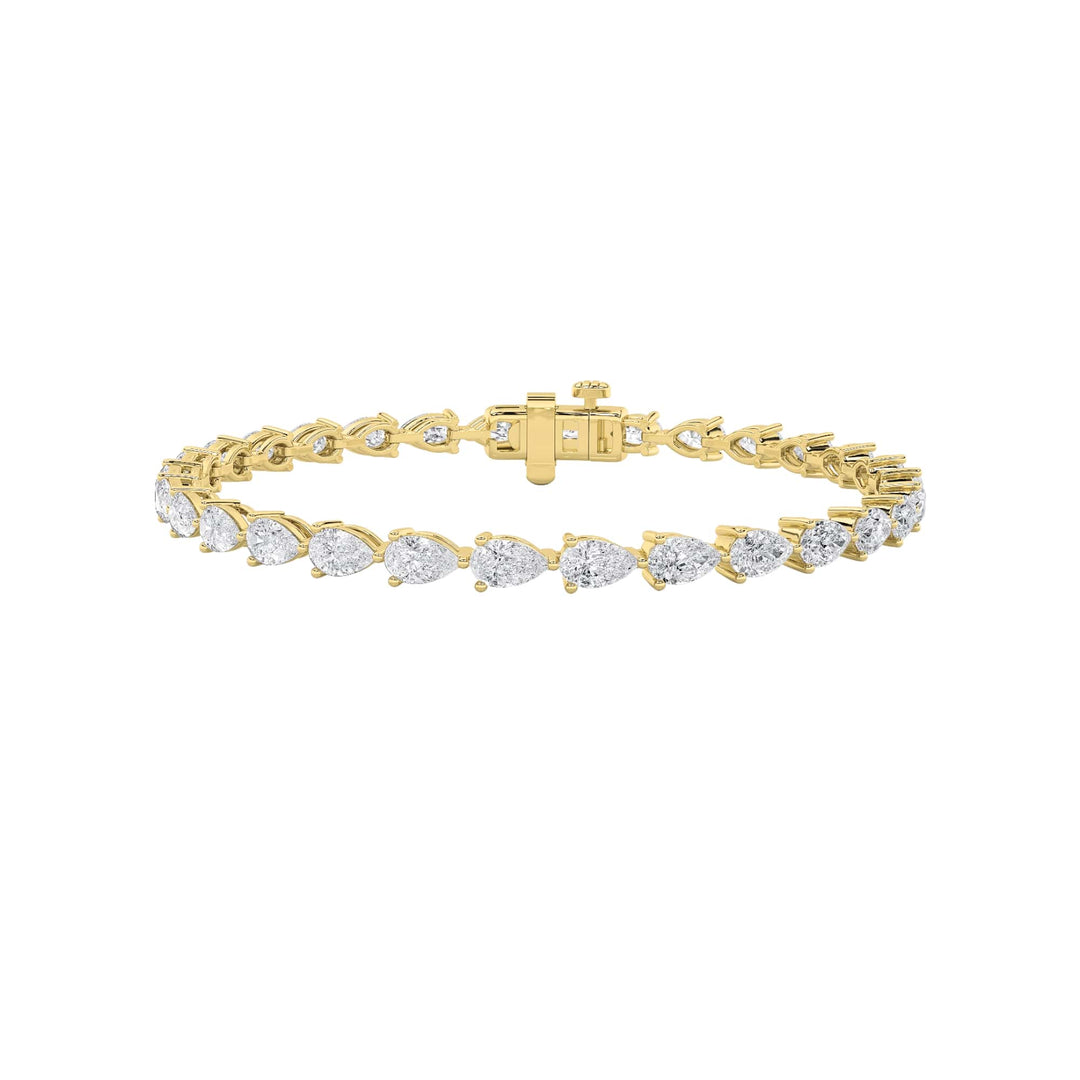 7Cttw Pear Shaped Lab Grown Diamond (F/VS) Fancy Line Bracelet in 14K Gold