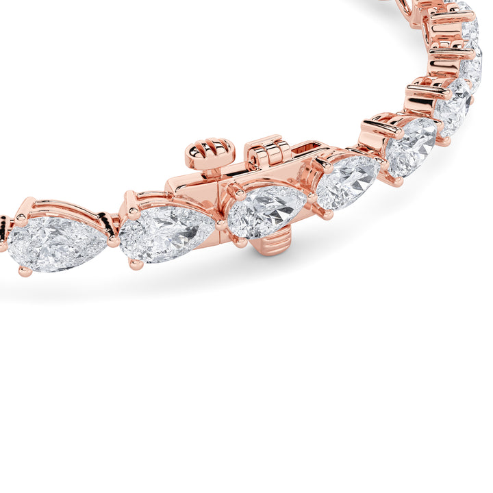 7Cttw Pear Shaped Lab Grown Diamond (F/VS) Fancy Line Bracelet in 14K Gold