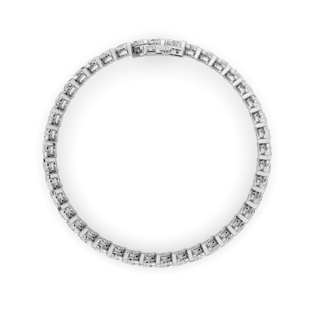 16.5Cttw Marquise Shaped Lab Grown Diamond (F/VS) Angled Line Bracelet in 14K Gold