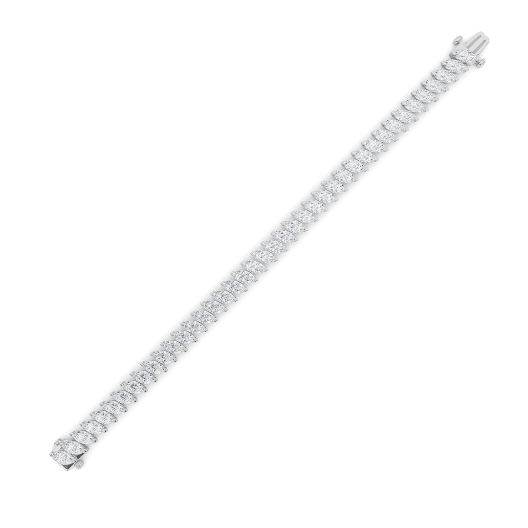 16.5Cttw Marquise Shaped Lab Grown Diamond (F/VS) Angled Line Bracelet in 14K Gold
