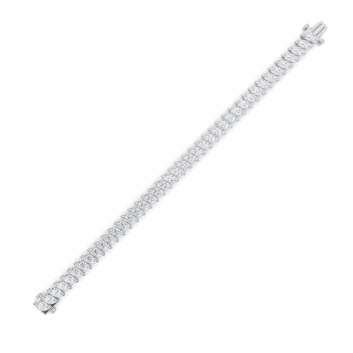 16.5Cttw Marquise Shaped Lab Grown Diamond (F/VS) Angled Line Bracelet in 14K Gold