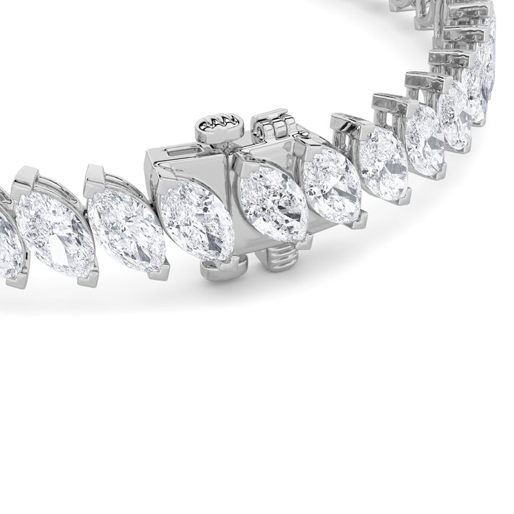 16.5Cttw Marquise Shaped Lab Grown Diamond (F/VS) Angled Line Bracelet in 14K Gold