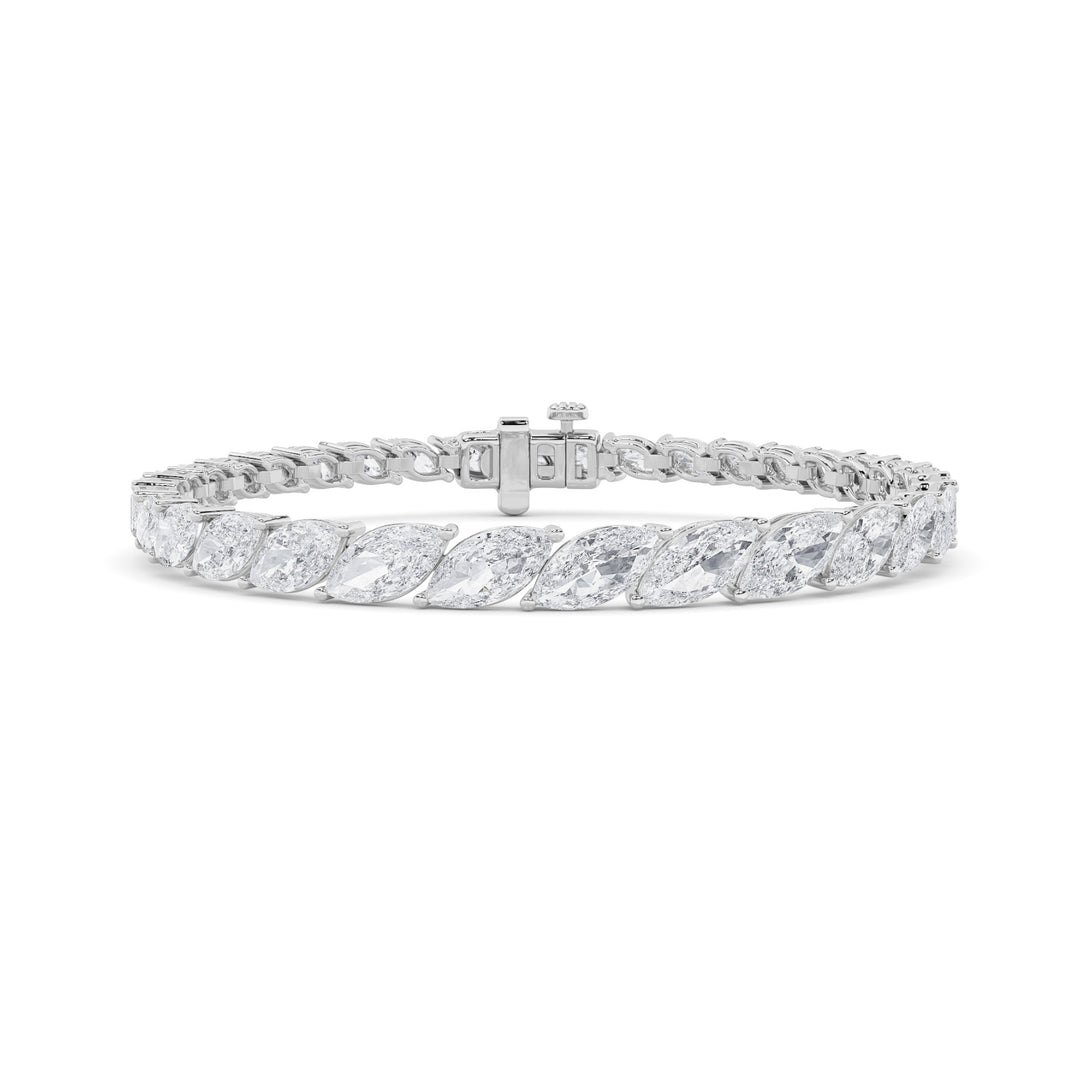 13Cttw Marquise Shaped Lab Grown Diamond (F/VS) Fancy  Bracelet in 14K Gold