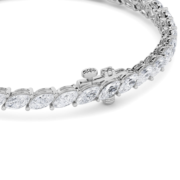 13Cttw Marquise Shaped Lab Grown Diamond (F/VS) Fancy  Bracelet in 14K Gold