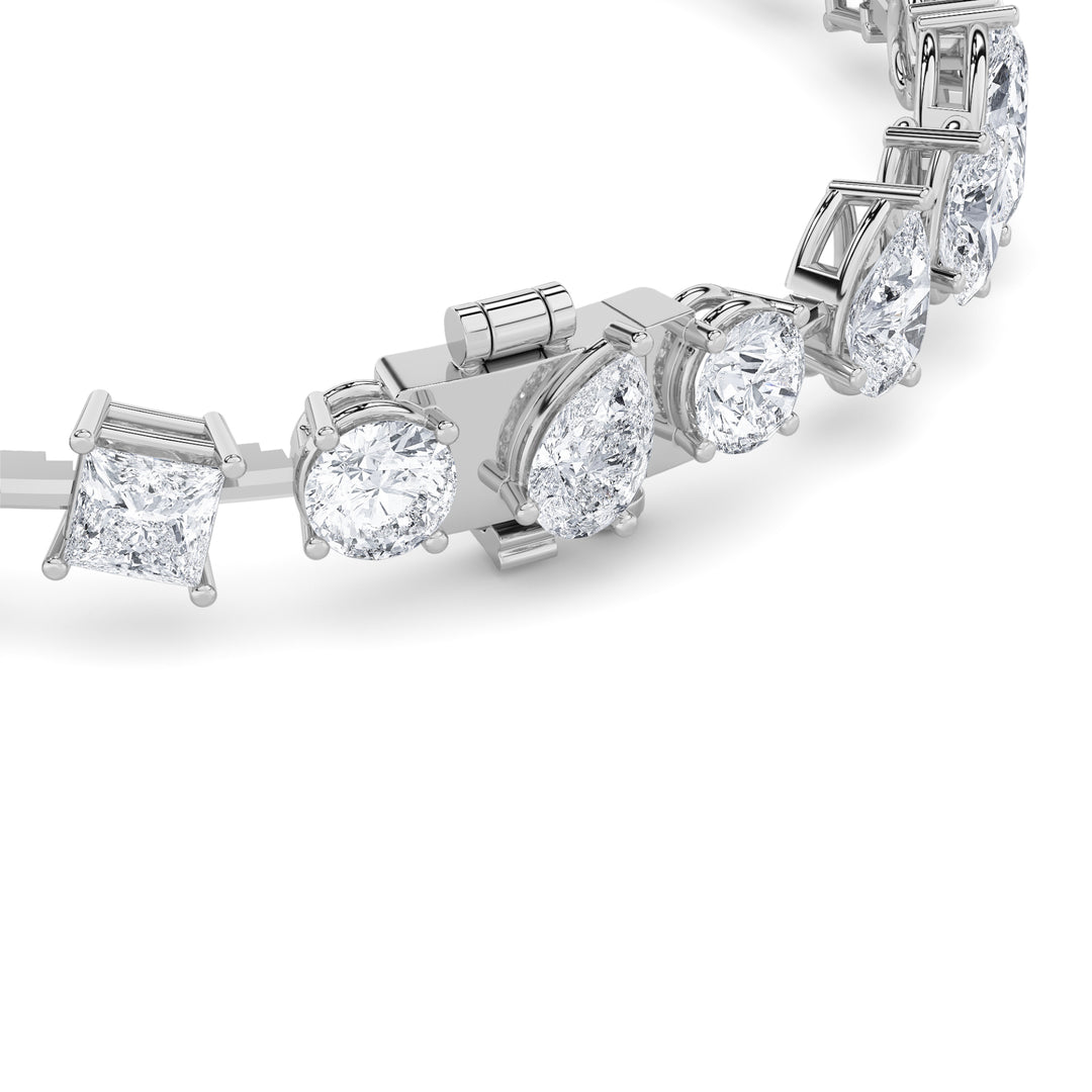 10.5Cttw Round Shaped Lab Grown Diamond (F/VS) North South Mix Shaped Bezel Set  Bracelet in 14K Gold
