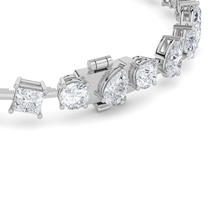 10.5Cttw Round Shaped Lab Grown Diamond (F/VS) North South Mix Shaped Bezel Set  Bracelet in 14K Gold