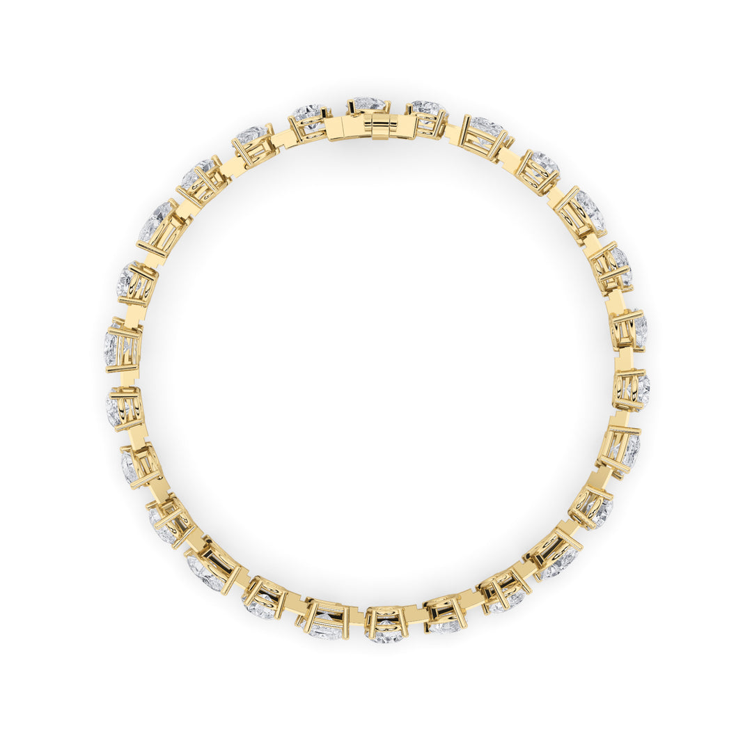 10.5Cttw Round Shaped Lab Grown Diamond (F/VS) North South Mix Shaped Bezel Set  Bracelet in 14K Gold