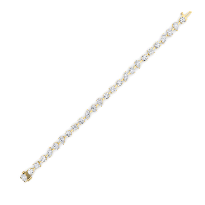 10.5Cttw Round Shaped Lab Grown Diamond (F/VS) North South Mix Shaped Bezel Set  Bracelet in 14K Gold