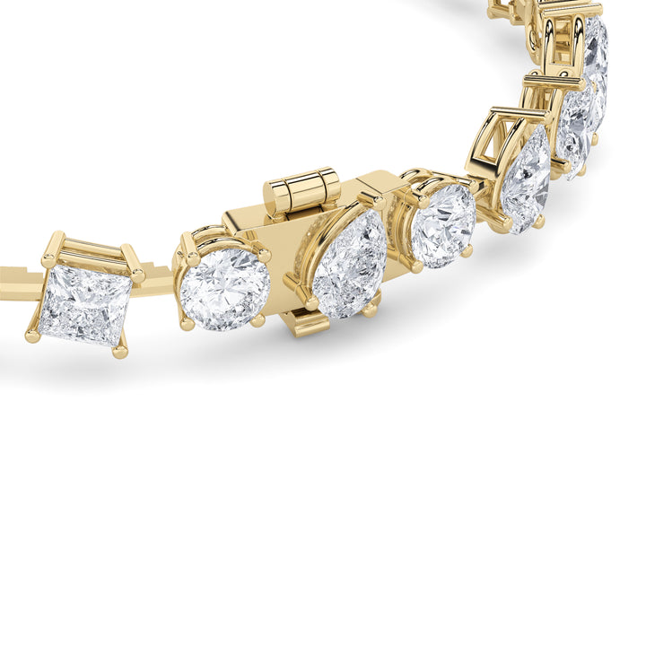 10.5Cttw Round Shaped Lab Grown Diamond (F/VS) North South Mix Shaped Bezel Set  Bracelet in 14K Gold