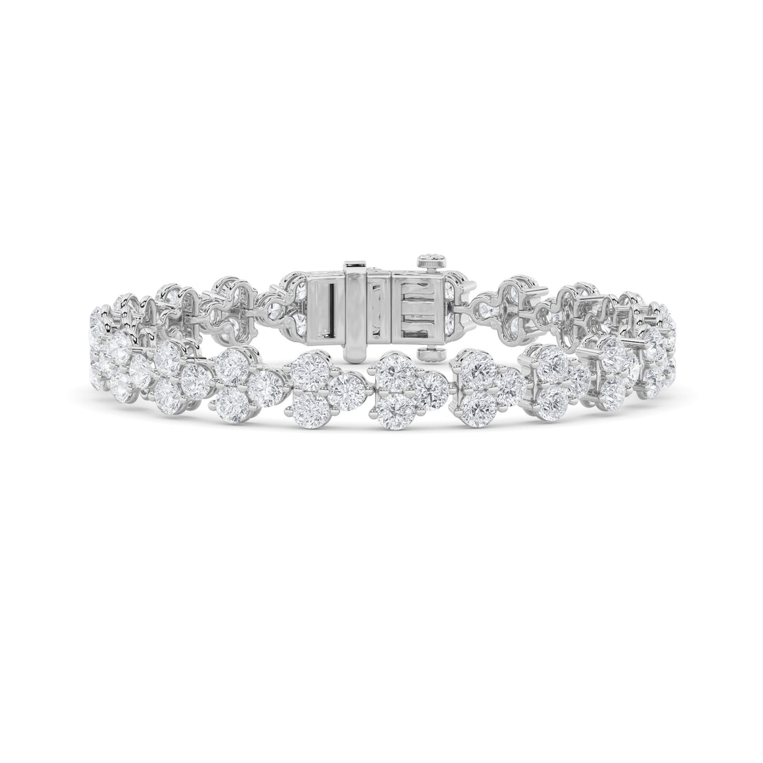 13Cttw Round Shaped Lab Grown Diamond (F/VS) Cluster Bracelet in 14K Gold