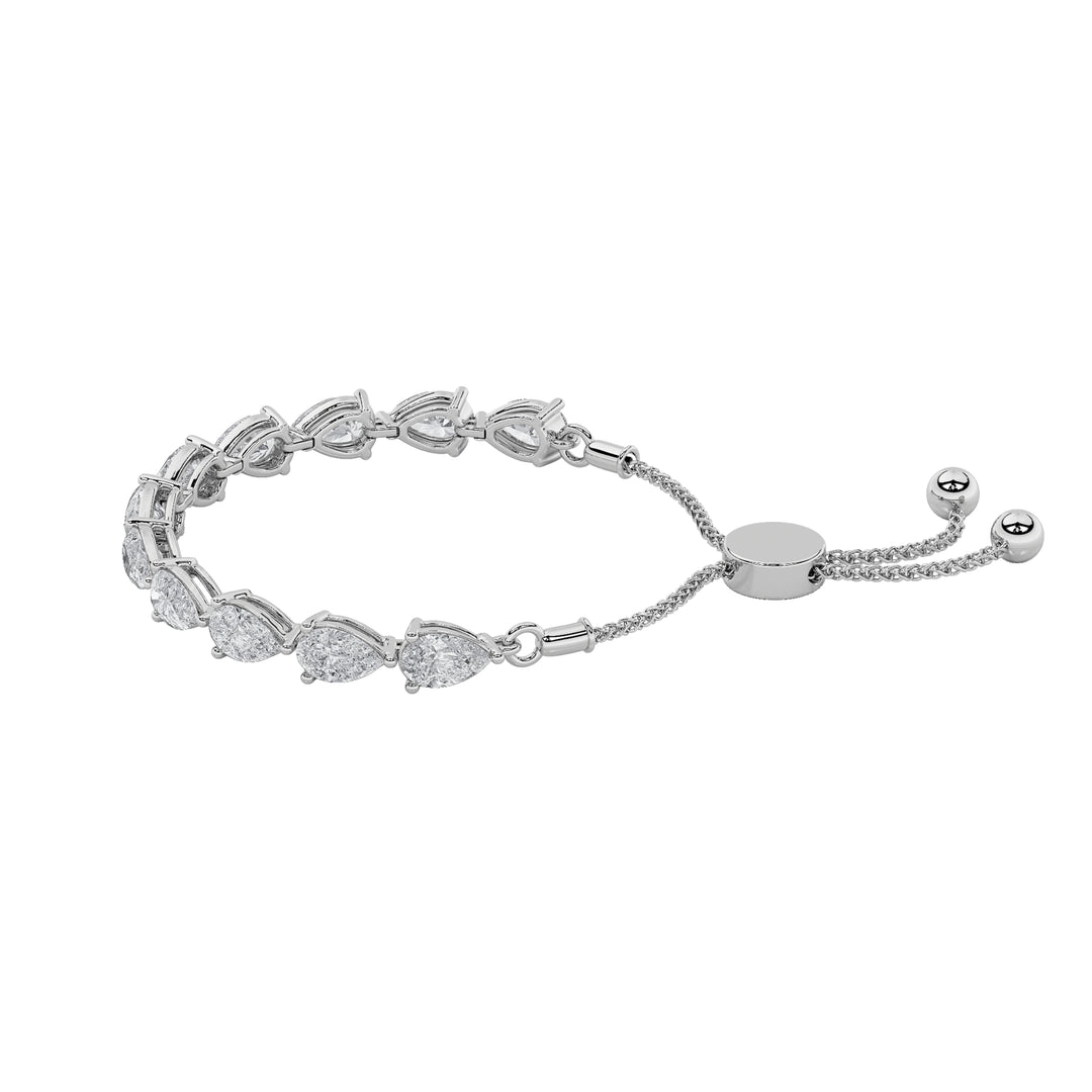 3.5Cttw Pear Shaped Lab Grown Diamond (F/VS) Bolo Bracelet in 14K Gold