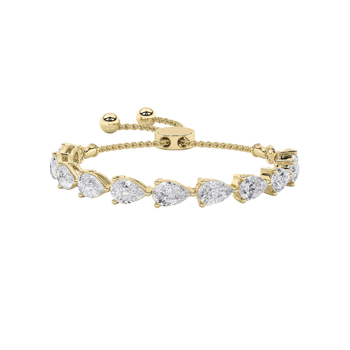3.5Cttw Pear Shaped Lab Grown Diamond (F/VS) Bolo Bracelet in 14K Gold