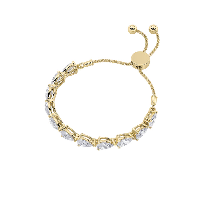 3.5Cttw Pear Shaped Lab Grown Diamond (F/VS) Bolo Bracelet in 14K Gold
