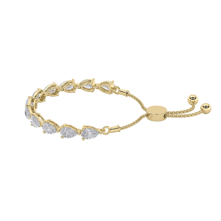 3.5Cttw Pear Shaped Lab Grown Diamond (F/VS) Bolo Bracelet in 14K Gold