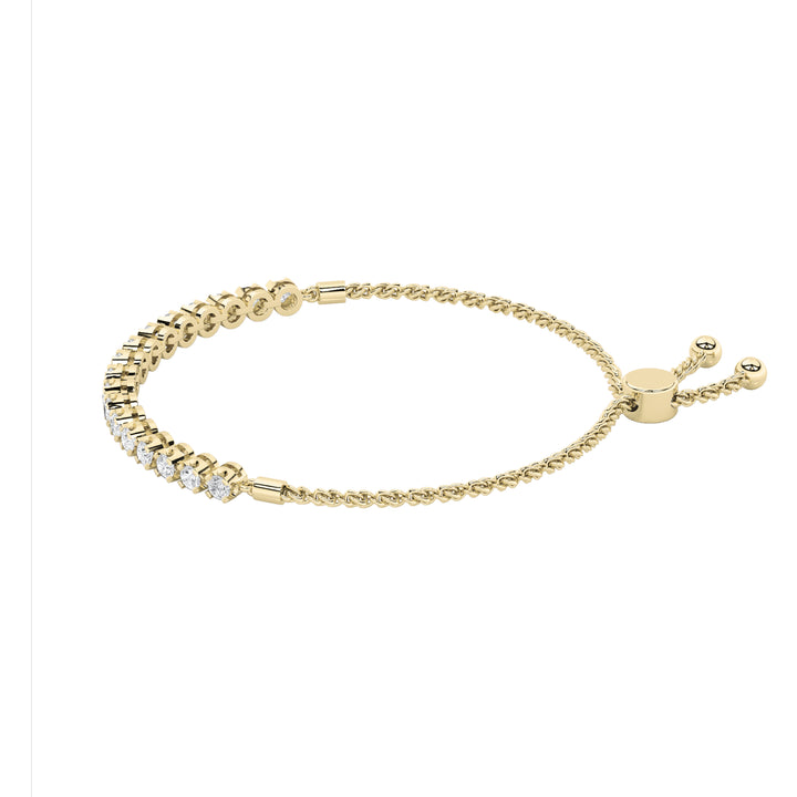 1Cttw Round Shaped Lab Grown Diamond (F/VS) Bolo Bracelet in 14K Gold