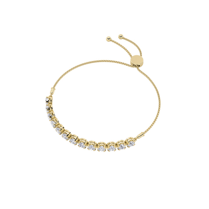 2.5Cttw Round Shaped Lab Grown Diamond (F/VS) Bolo Bracelet in 14K Gold