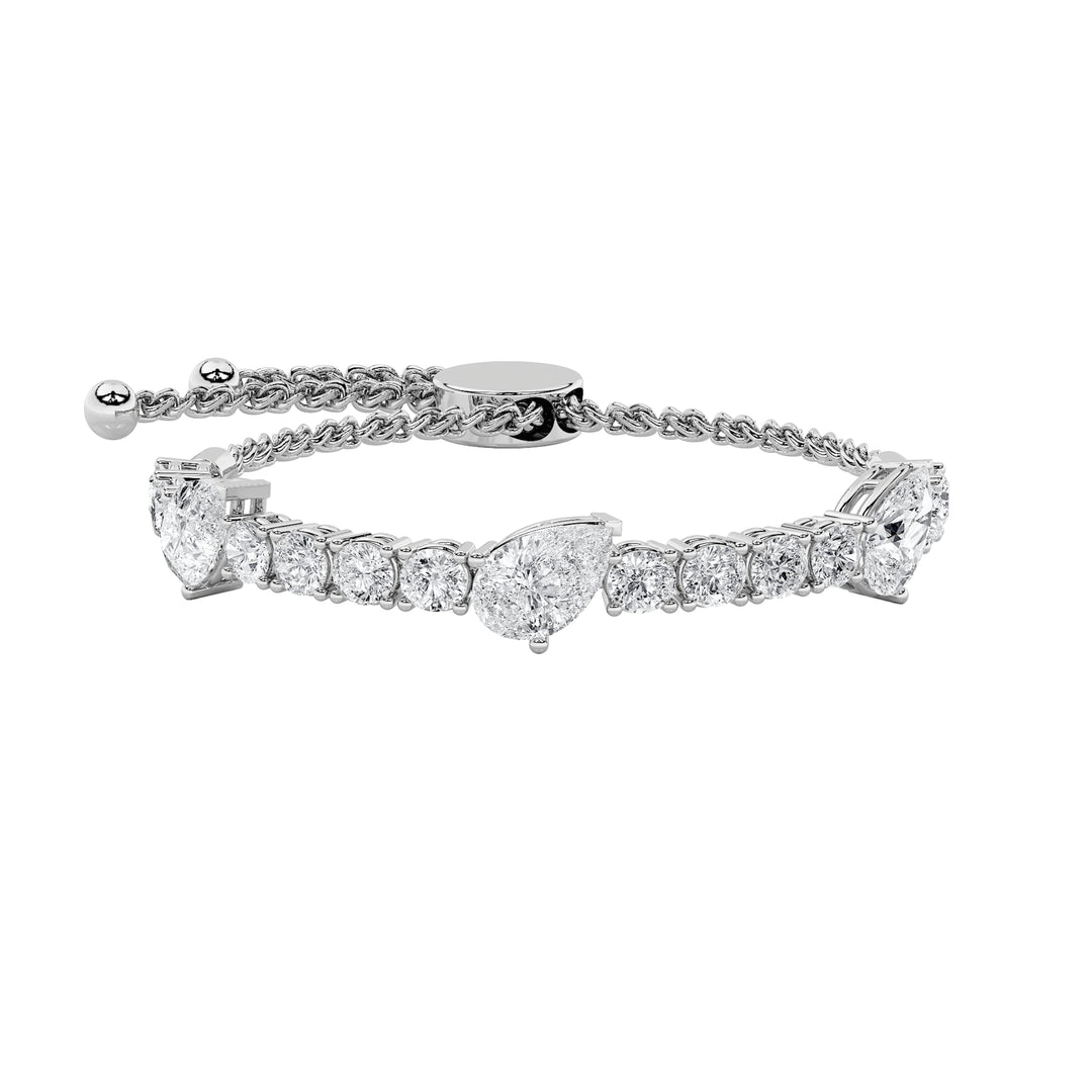 4.5Cttw Pear Shaped Lab Grown Diamond (F/VS) Bolo Bracelet in 14K Gold