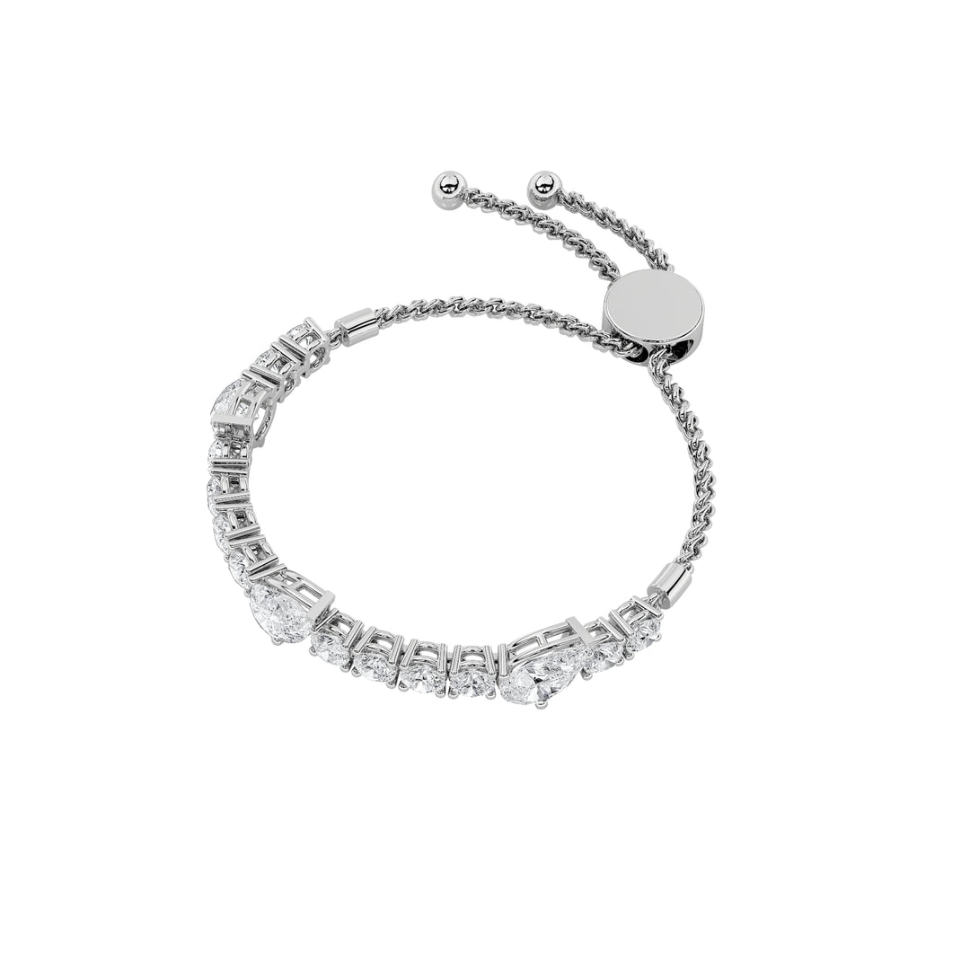 4.5Cttw Pear Shaped Lab Grown Diamond (F/VS) Bolo Bracelet in 14K Gold