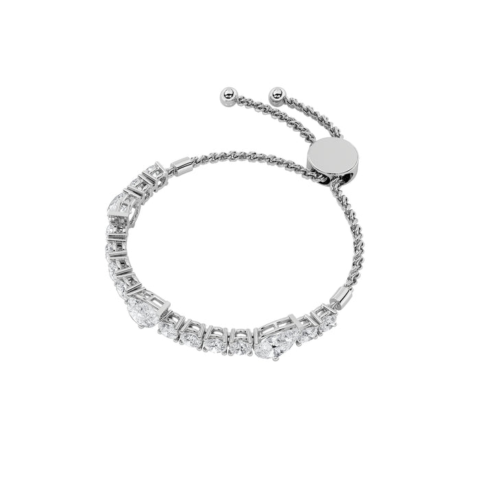 4.5Cttw Pear Shaped Lab Grown Diamond (F/VS) Bolo Bracelet in 14K Gold