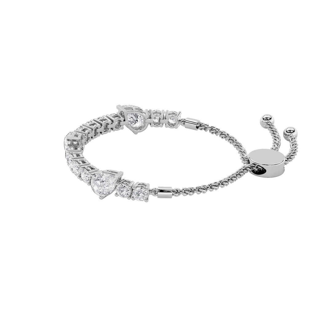 4.5Cttw Pear Shaped Lab Grown Diamond (F/VS) Bolo Bracelet in 14K Gold