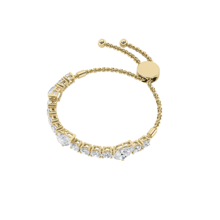 4.5Cttw Pear Shaped Lab Grown Diamond (F/VS) Bolo Bracelet in 14K Gold