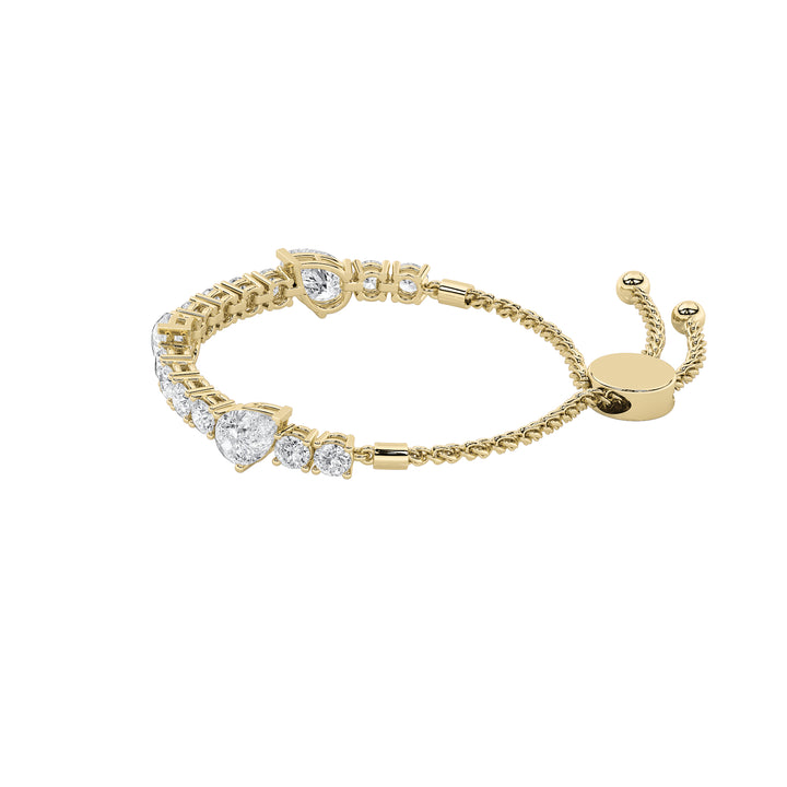 4.5Cttw Pear Shaped Lab Grown Diamond (F/VS) Bolo Bracelet in 14K Gold