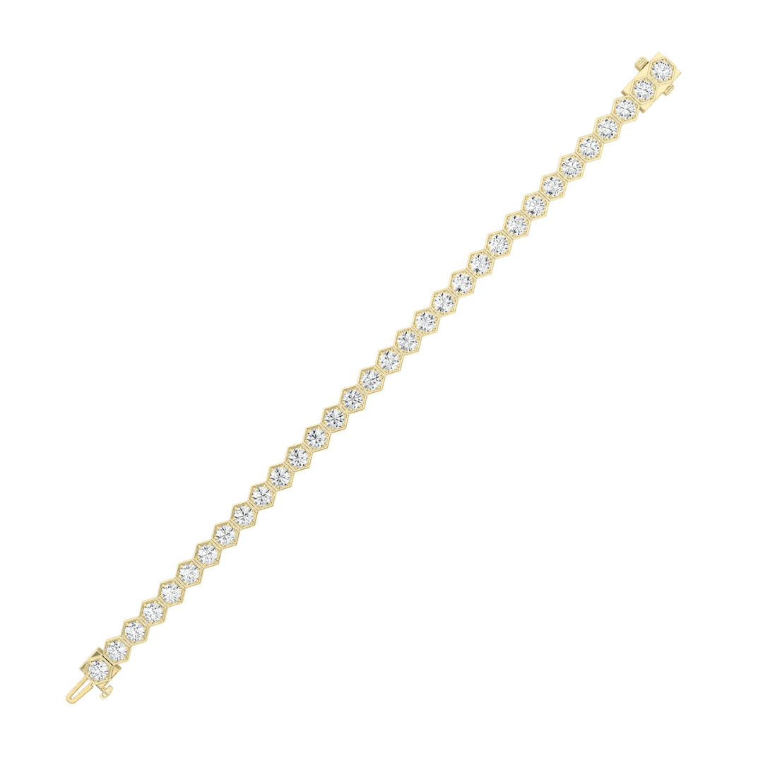 10Cttw Round Shaped Lab Grown Diamond (F/VS)  Bracelet in 14K Gold