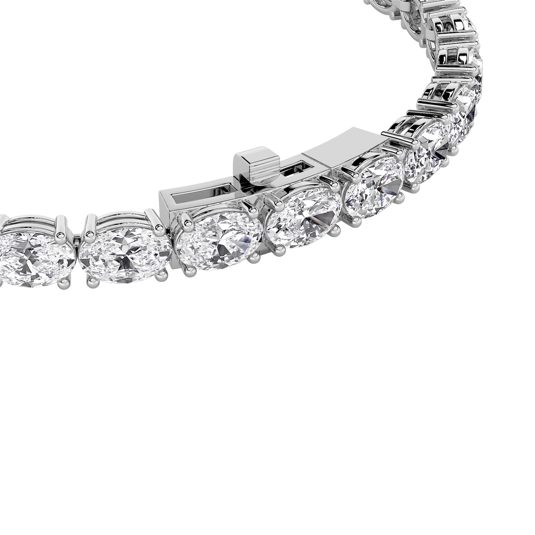 15Cttw Oval Shaped Lab Grown Diamond (F/VS) East West Line Bracelet in 14K Gold