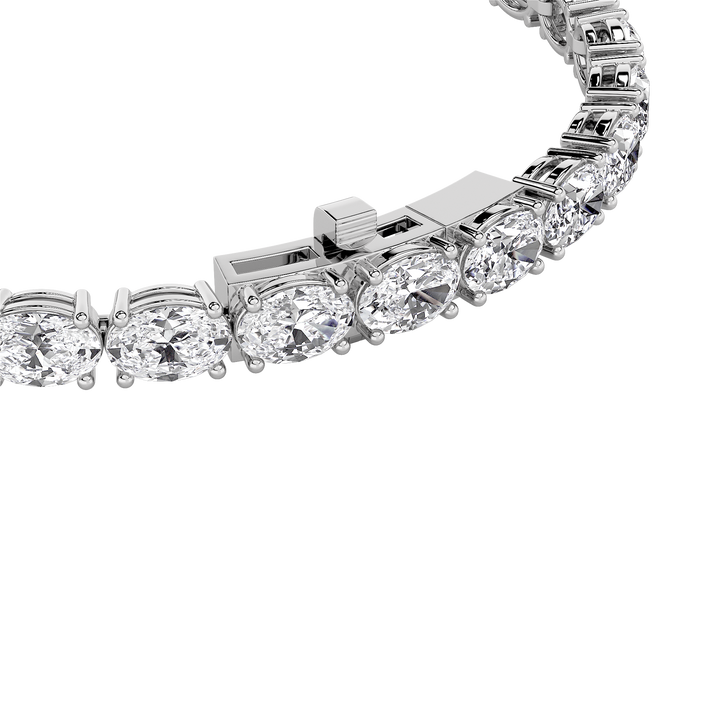 8Cttw Oval Shaped Lab Grown Diamond (F/VS) East West Line Bracelet in 14K Gold
