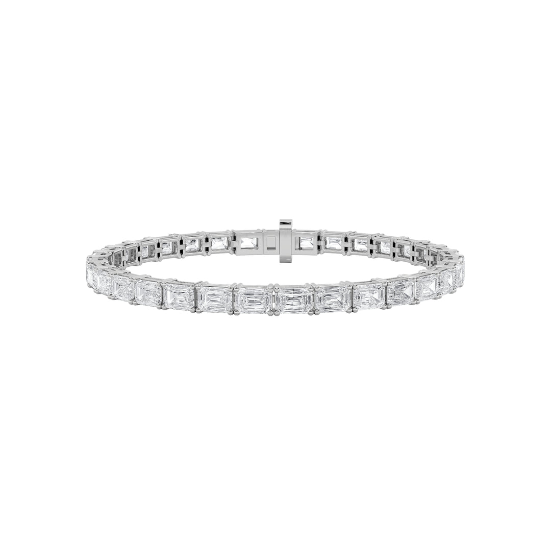 12.25Cttw Emerald Shaped Lab Grown Diamond East & West Bracelet in 14K Gold (F/VS)