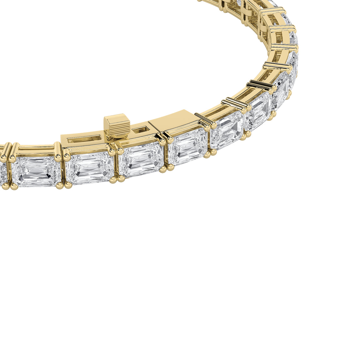7Cttw Emerald Shaped Lab Grown Diamond East & West Bracelet in 14K Gold (F/VS)