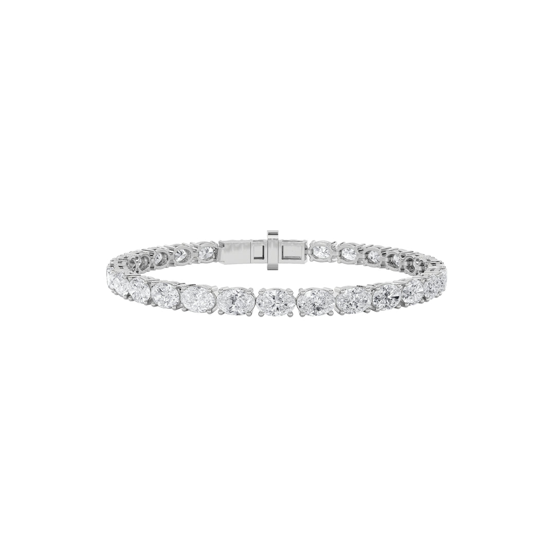 10.75Cttw Oval Shaped Lab Grown Diamond East & West Bracelet in 14K Gold (F/VS)