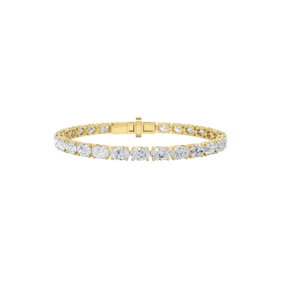 10.75Cttw Oval Shaped Lab Grown Diamond East & West Bracelet in 14K Gold (F/VS)