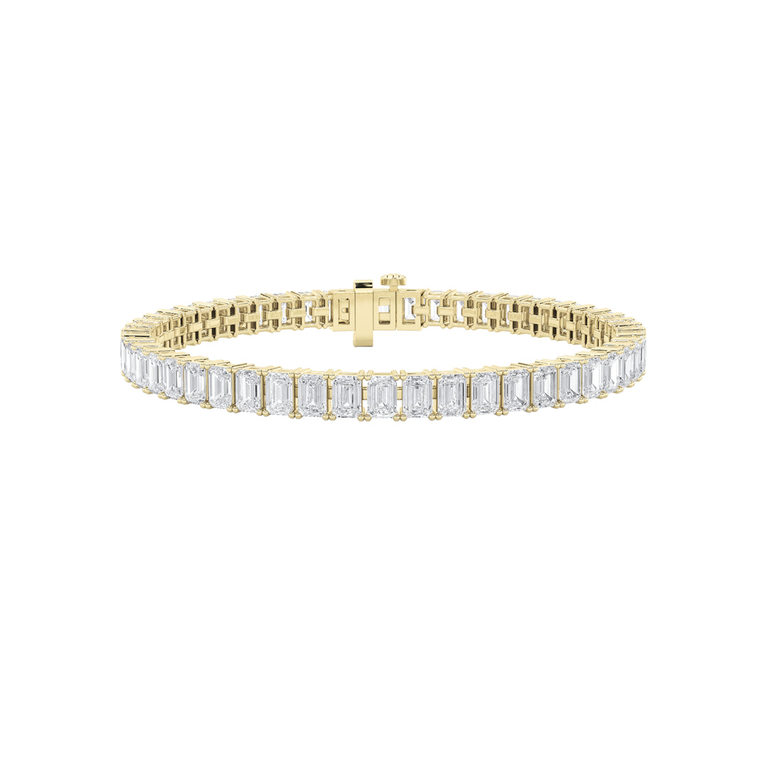 15Cttw Emerald Shaped Lab Grown Diamond North South Bracelet in 14K Gold (G/VS)