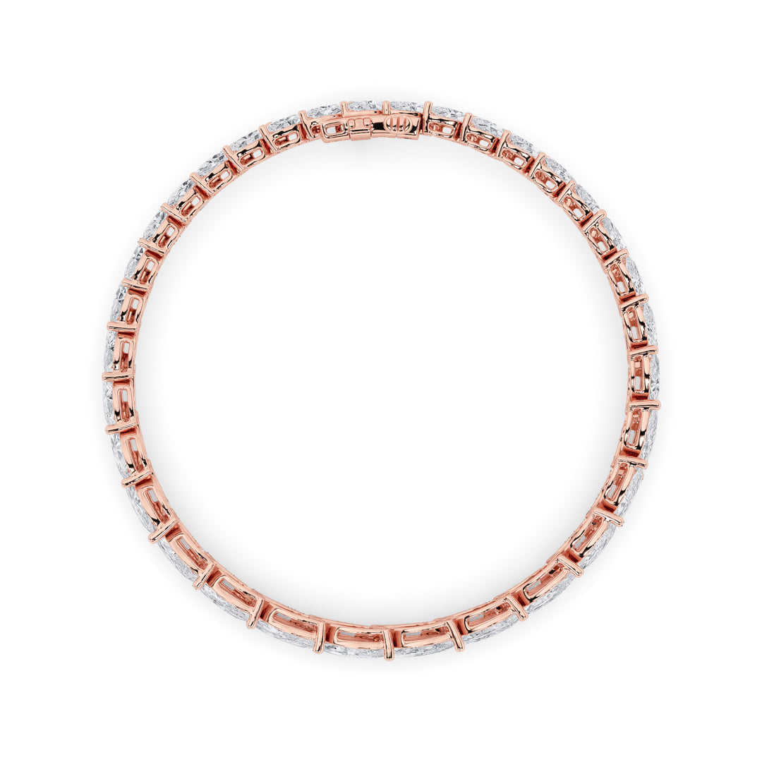 13Cttw Marquise Shaped Lab Grown Diamond (F/VS) Fancy  Bracelet in 14K Gold