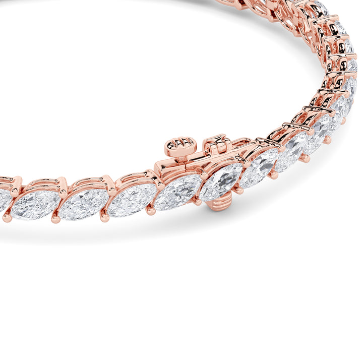13Cttw Marquise Shaped Lab Grown Diamond (F/VS) Fancy  Bracelet in 14K Gold