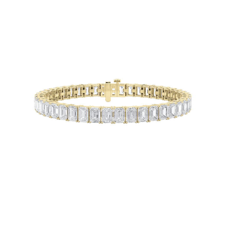 10Cttw Emerald Shaped Lab Grown Diamond (F/VS)  Bracelet in 14K Gold
