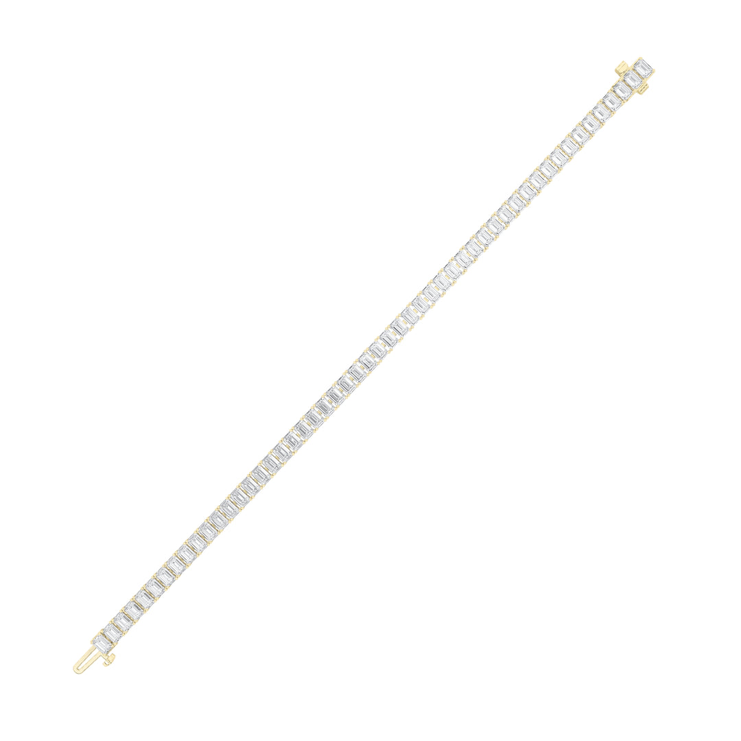 10Cttw Emerald Shaped Lab Grown Diamond (F/VS)  Bracelet in 14K Gold