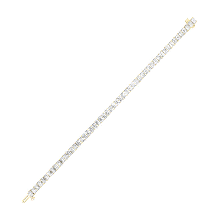 10Cttw Emerald Shaped Lab Grown Diamond (F/VS)  Bracelet in 14K Gold