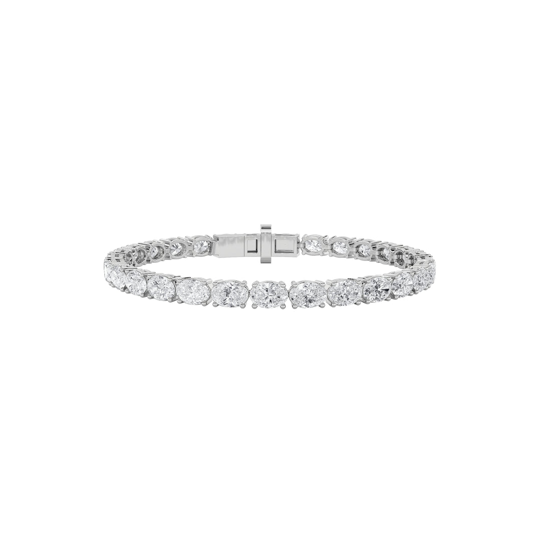 12Cttw Oval Shaped Lab Grown Diamond (F/VS) East West Line Bracelet in 14K Gold