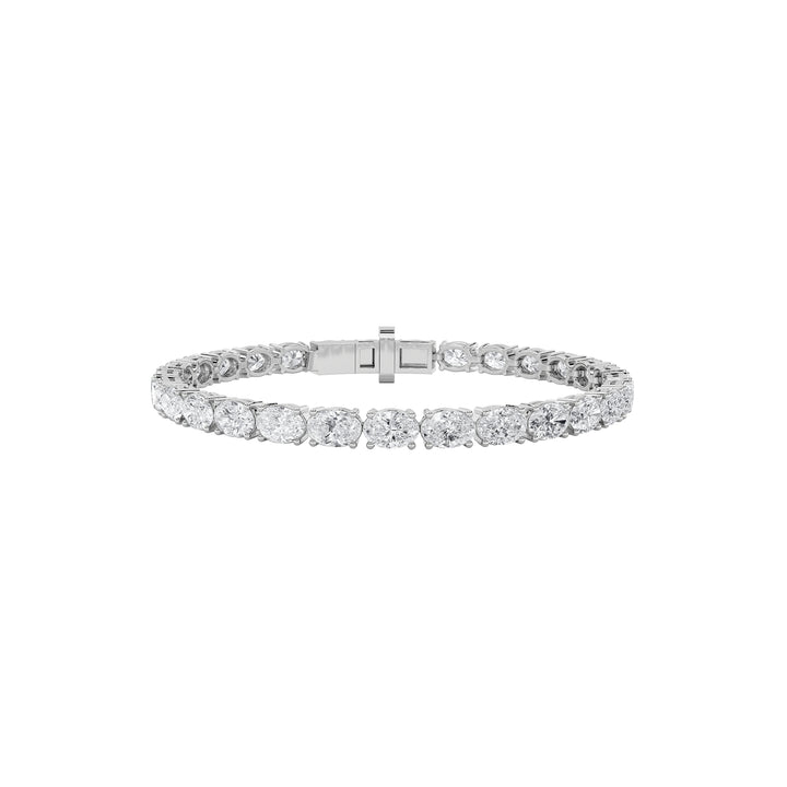 12Cttw Oval Shaped Lab Grown Diamond (F/VS) East West Line Bracelet in 14K Gold