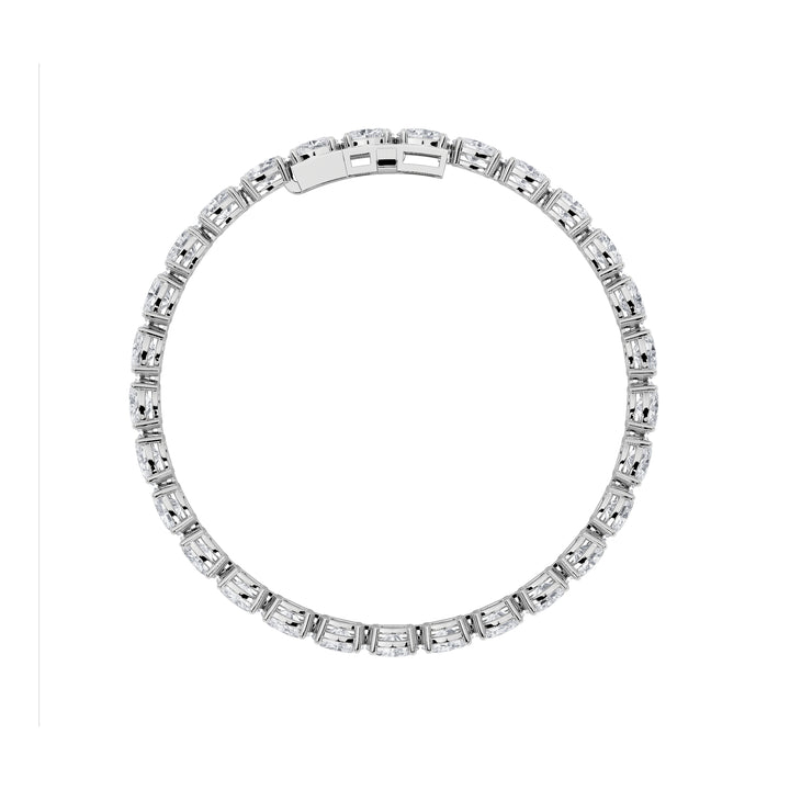 12Cttw Oval Shaped Lab Grown Diamond (F/VS) East West Line Bracelet in 14K Gold