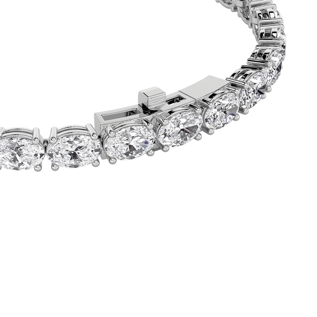 12Cttw Oval Shaped Lab Grown Diamond (F/VS) East West Line Bracelet in 14K Gold