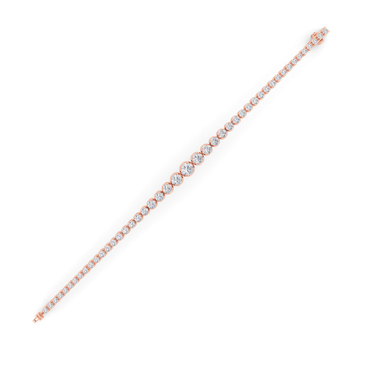 5Cttw Round Shaped Lab Grown Diamond (F/VS) Graduating Tennis Bracelet in 14K Gold
