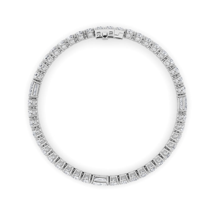 10Cttw Emerald Shaped Lab Grown Diamond (F/VS) East West Station Bracelet in 14K Gold