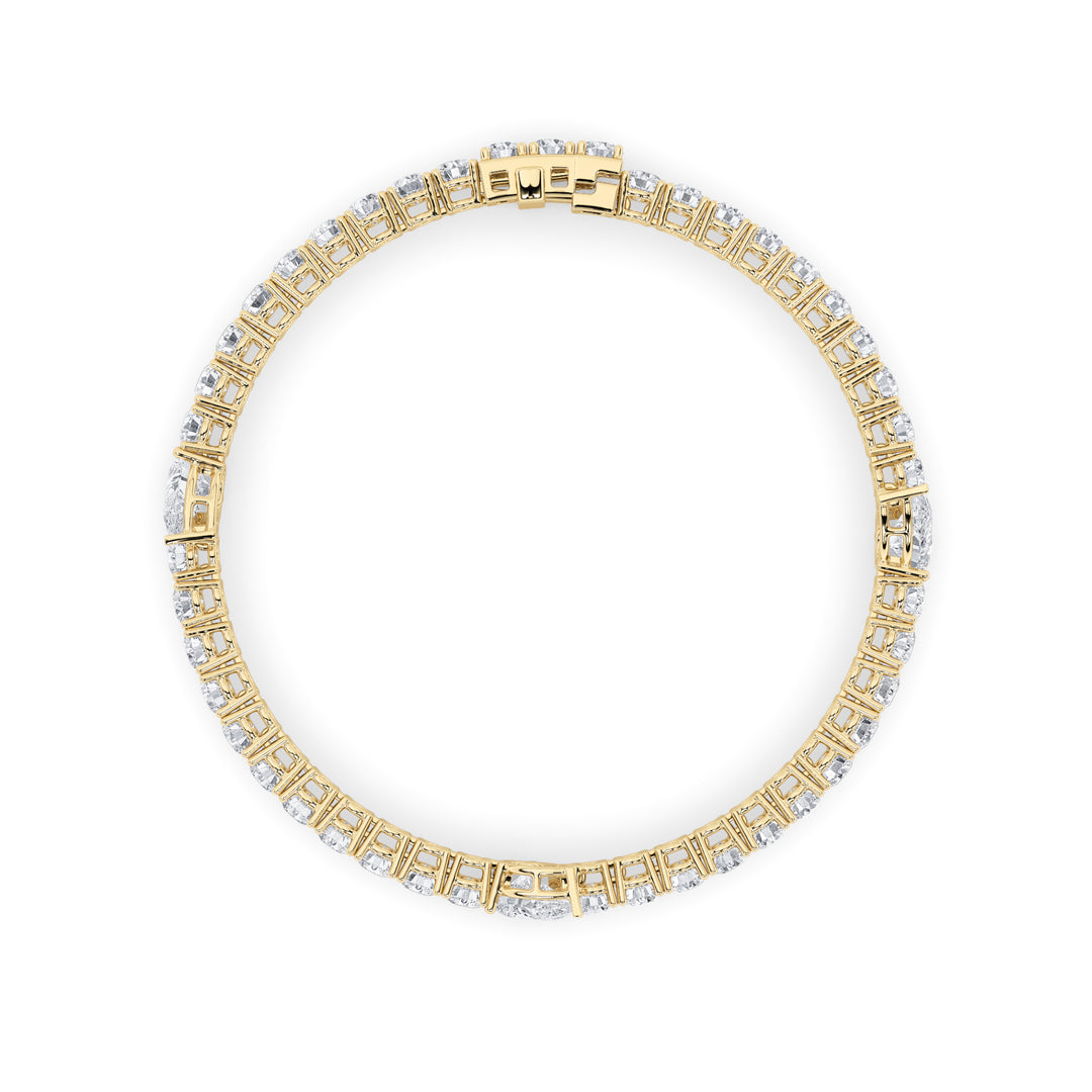 10Cttw Pear Shaped Lab Grown Diamond (F/VS) East West Station Bracelet in 14K Gold