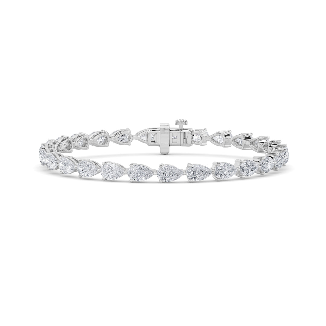 8.5Cttw Pear Shaped Lab Grown Diamond (F/VS) Fancy Line Bracelet in 14K Gold