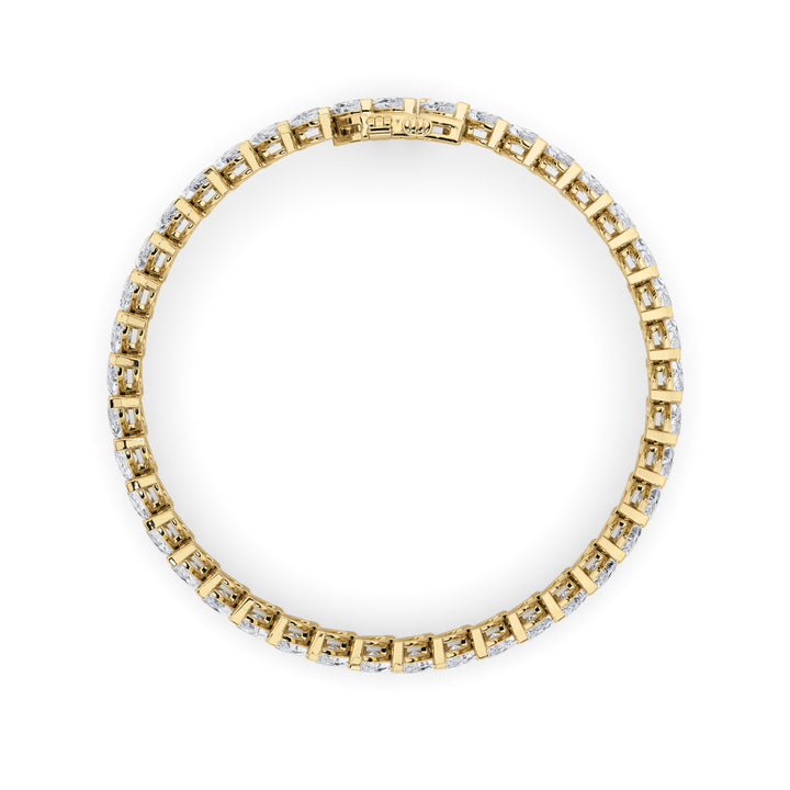 16.5Cttw Marquise Shaped Lab Grown Diamond (F/VS) Angled Line Bracelet in 14K Gold