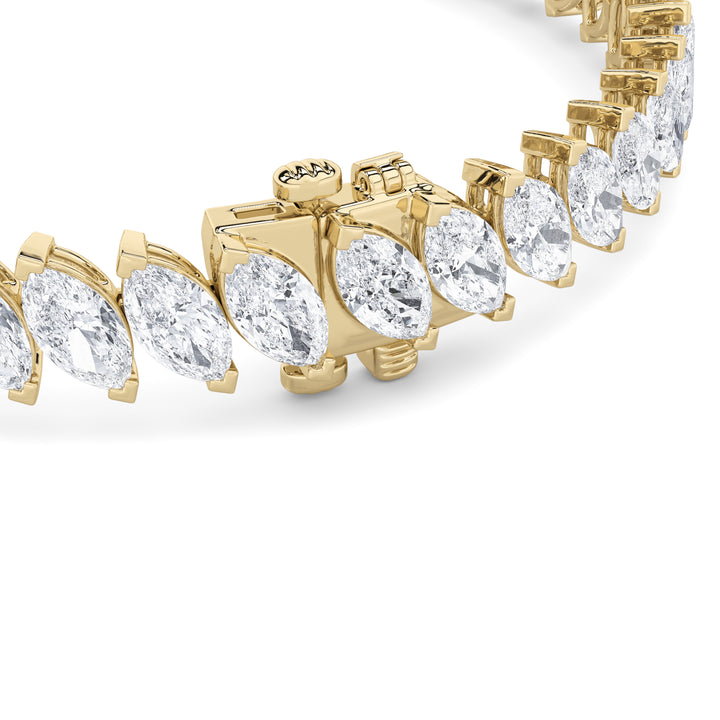 16.5Cttw Marquise Shaped Lab Grown Diamond (F/VS) Angled Line Bracelet in 14K Gold